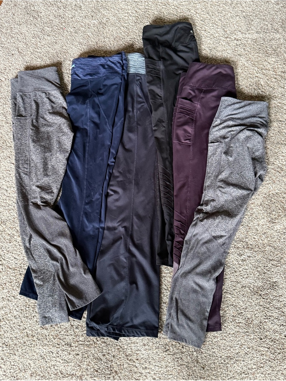 Mixed Activewear Leggings Bundle in Gray, Navy, Black & Plum